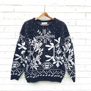 Vintage Rose Brand Sweater Chunky Snowflake